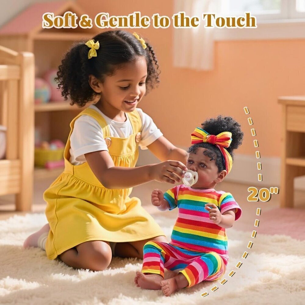 🆕20Inch African American Newborn Full Cloth Body Doll Brown Macie Girl Doll - Picture 4 of 8